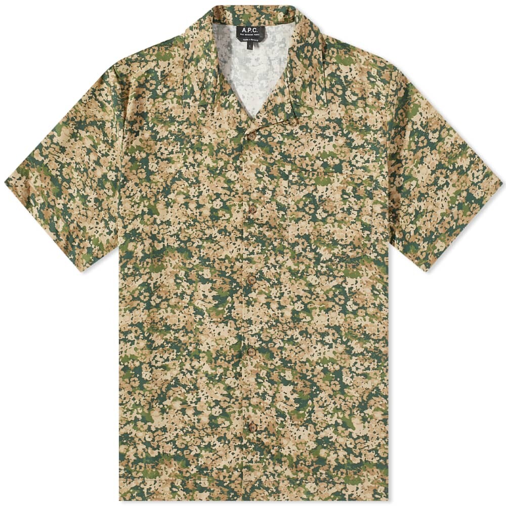 

A.P.C. Рубашка Lloyd с камуфляжным цветочным принтом и коротким рукавом, хаки