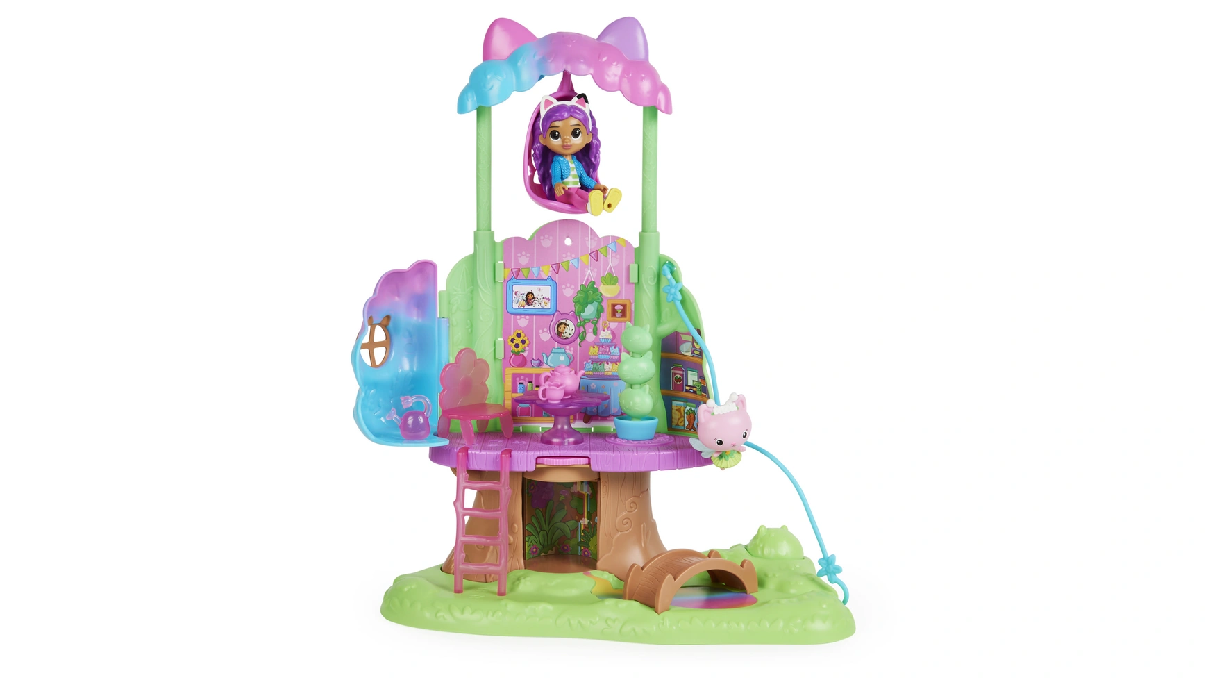 Gabbys Dollhouse Spin Master Садовый игровой набор Kitty Fairy трансформируемый домик на дереве с фигуркой Габби и кошки barbie dollhouse dreamhouse