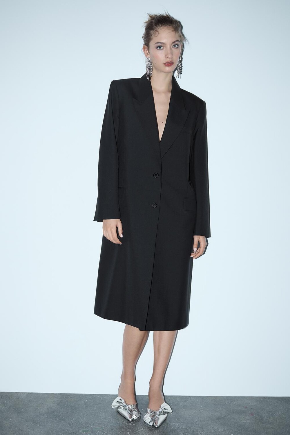 

Туфли на котенком каблуке металлик с бантом ZARA, серебро