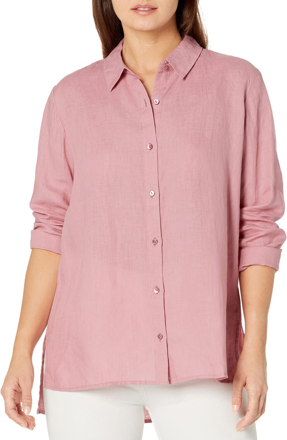 

Миниатюрная классическая рубашка с воротником Eileen Fisher, цвет Magnolia