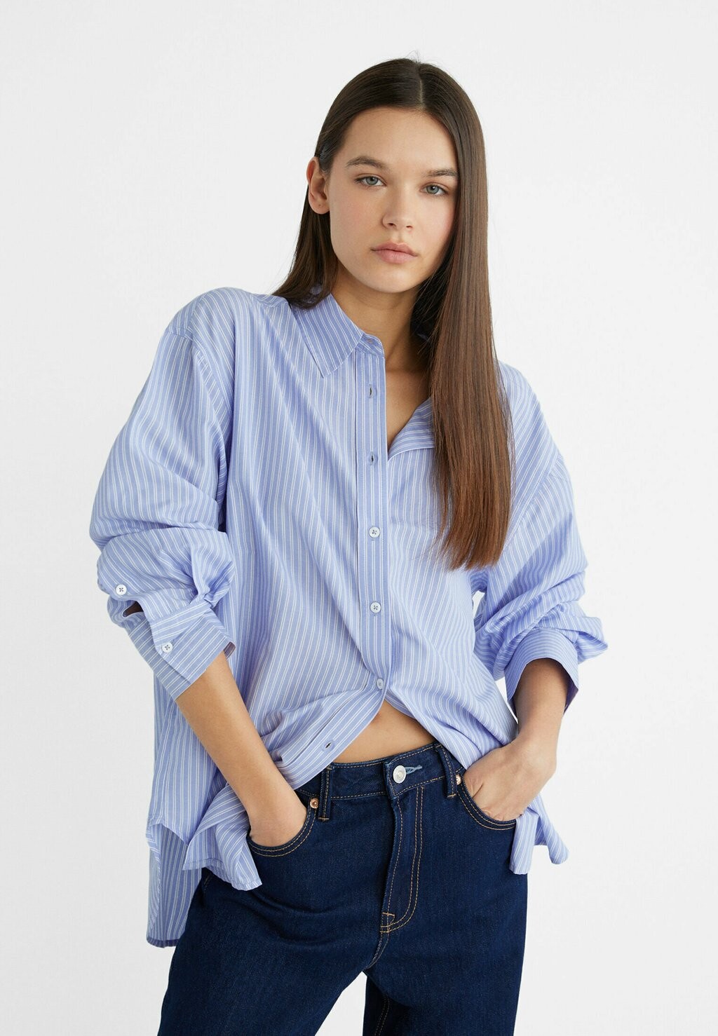 

Блузка-рубашка Stradivarius, цвет light blue