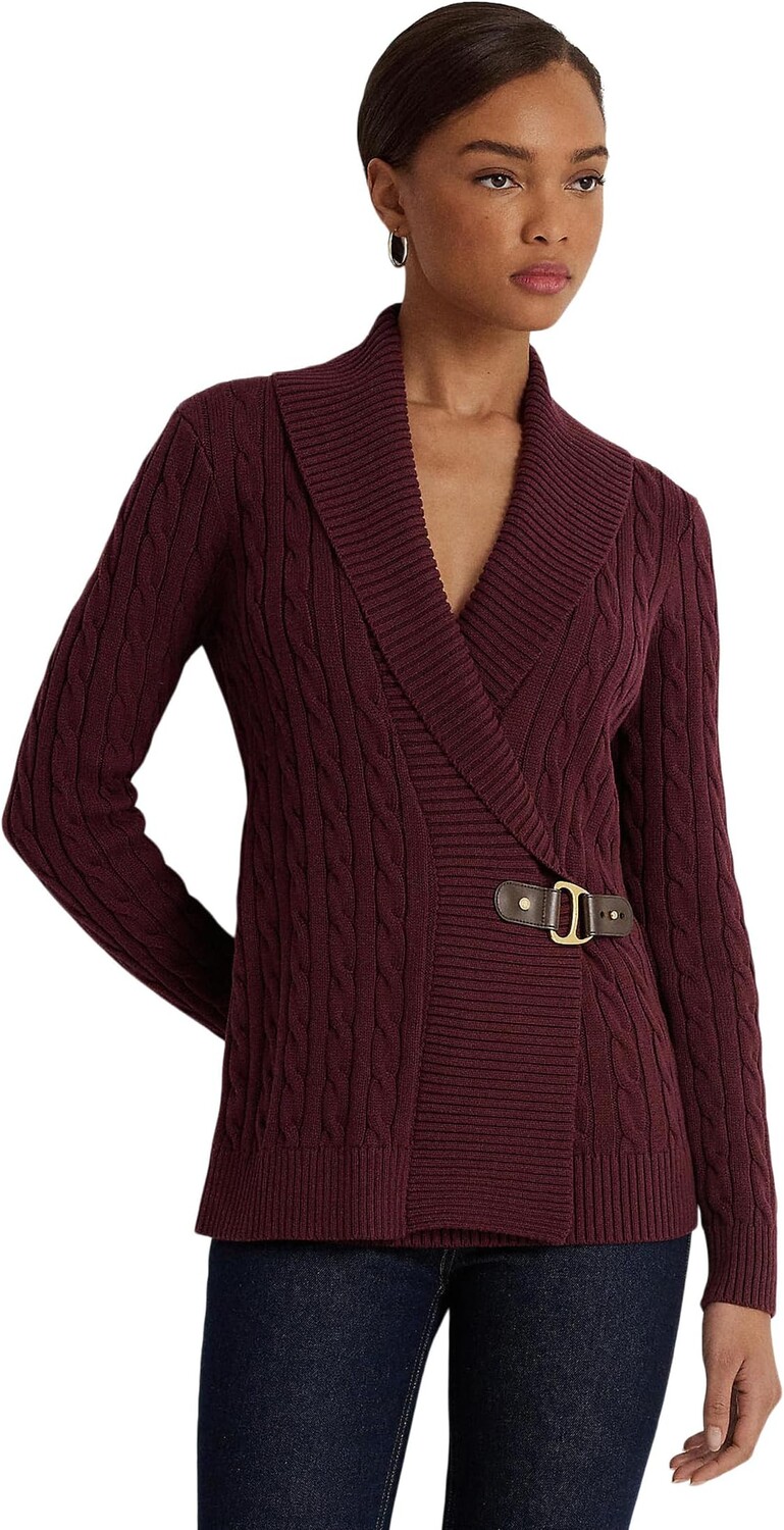 

Хлопковый свитер с пряжками LAUREN Ralph Lauren, цвет Vintage Burgundy