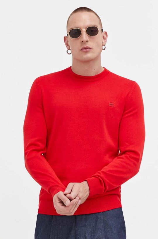 Хлопковый свитер Hugo, красный
