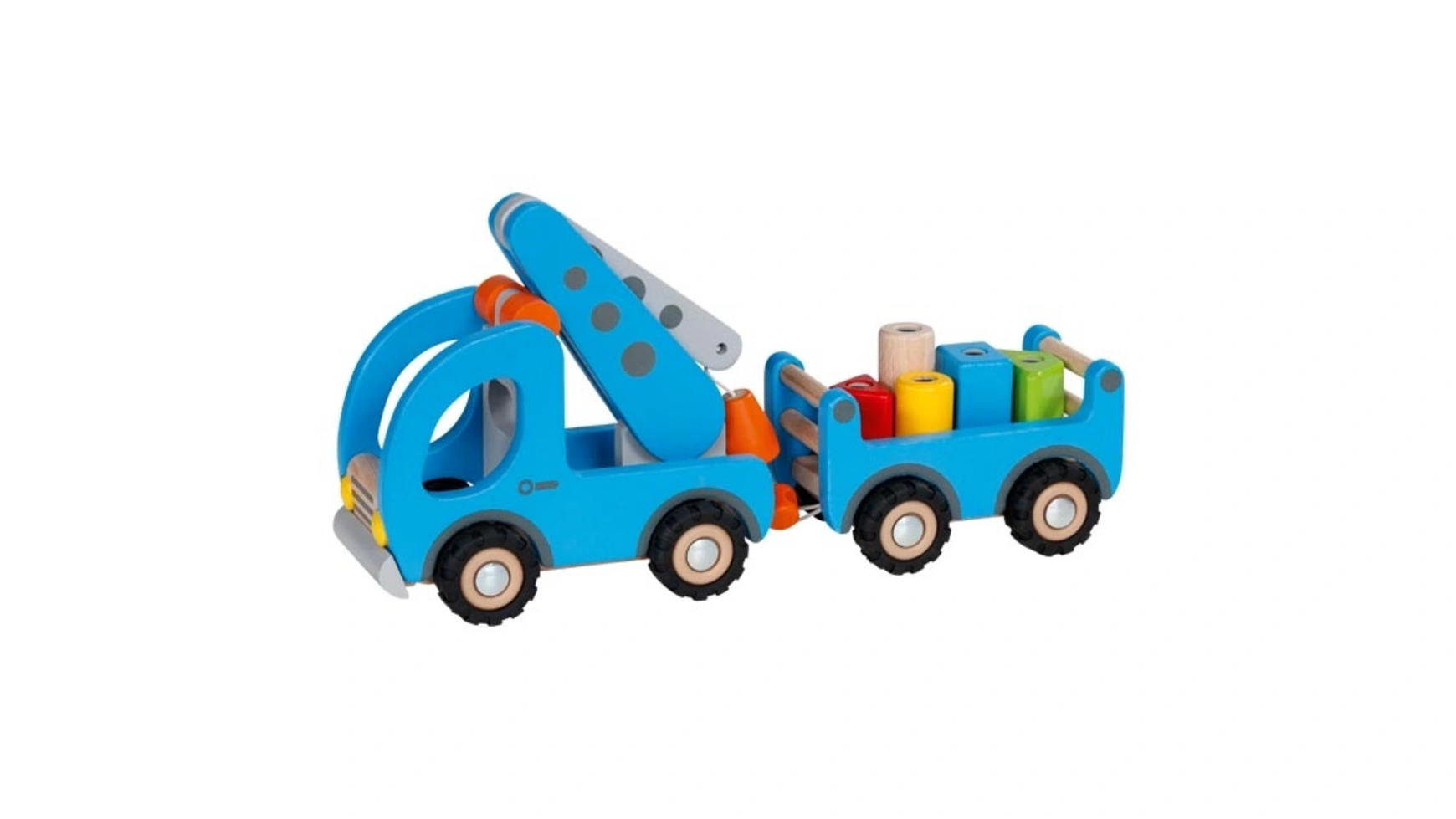 Goki Автокран с прицепом на магнитах деревянные игрушки wonderworld мини кран miniworld