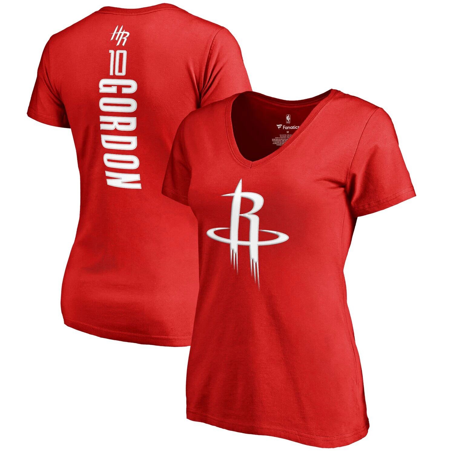 

Женская красная футболка Fanatics с логотипом Eric Gordon Houston Rockets Backer, классическая футболка с v-образным вырезом и именем и номером Fanatics, Красный