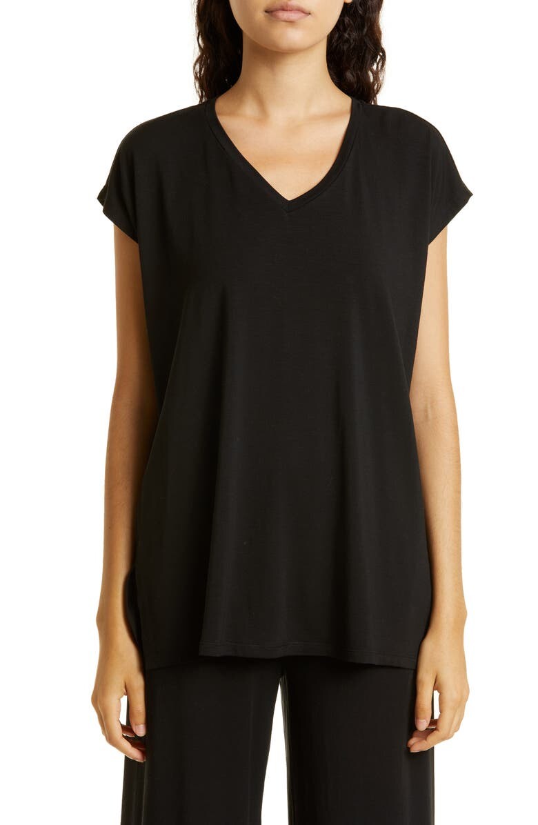 

Длинный свободный топ с V-образным вырезом EILEEN FISHER, черный