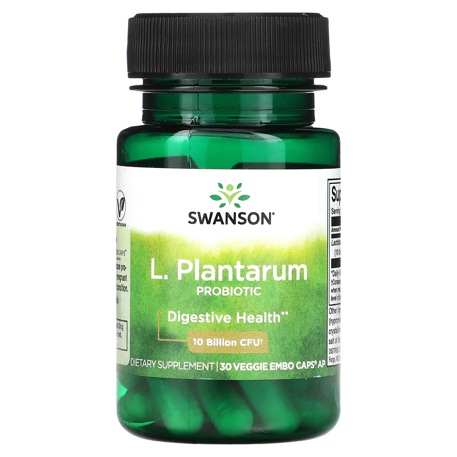 Пищевая добавка Swanson L. Plantarum Probiotic, 30 капсул nature s bounty ацидофильные пробиотики двойная упаковка 100 таблеток в каждой