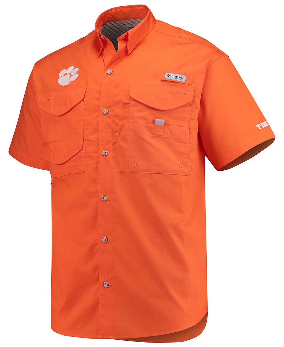 Мужская оранжевая рубашка с коротким рукавом Clemson Tigers Bonehead Columbia на причале