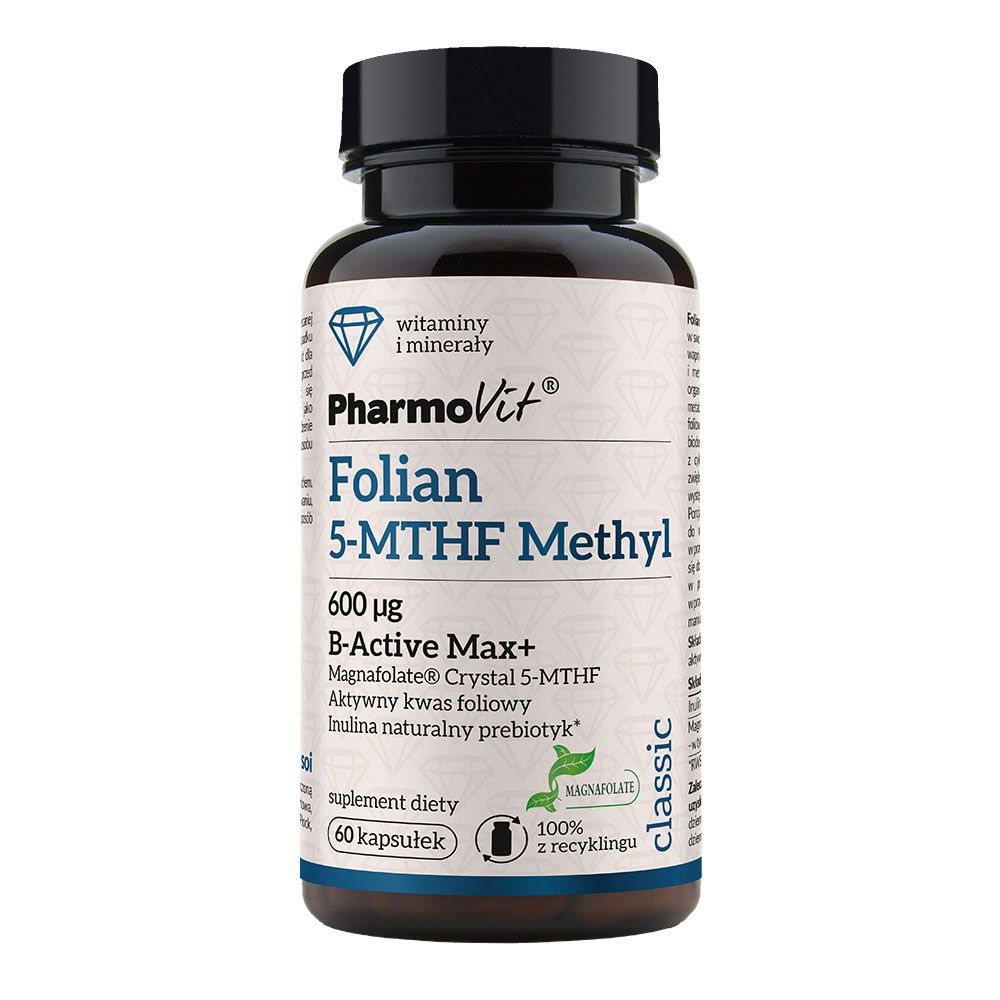Фолиевая кислота в капсулах Pharmovit Folian 5-MTHF Methyl 600 mcg B-Active Max, 60 шт