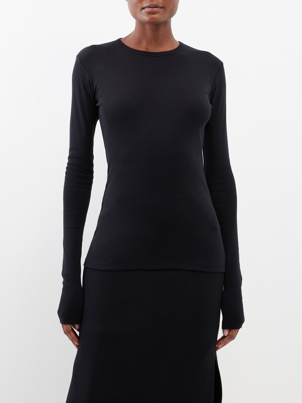 

Футболка fiene из хлопкового джерси с длинными рукавами Ann Demeulemeester, черный