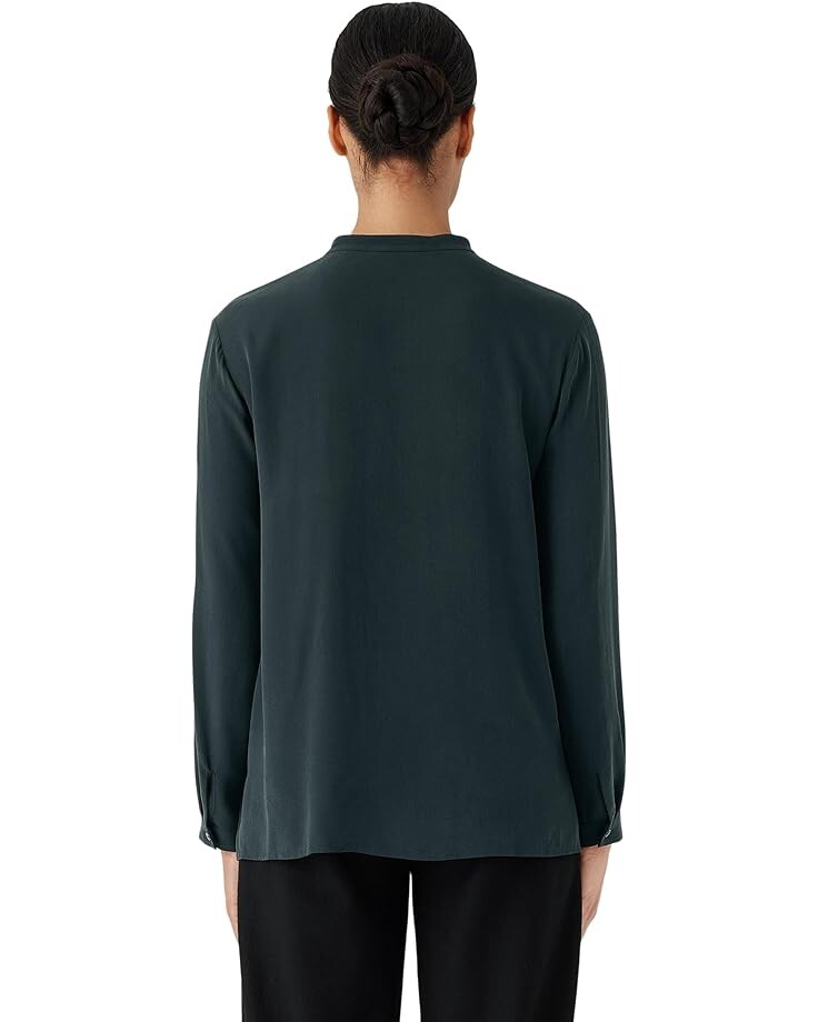 

Рубашка Eileen Fisher Mandarin Collar Boxy Shirt, цвет Ivy