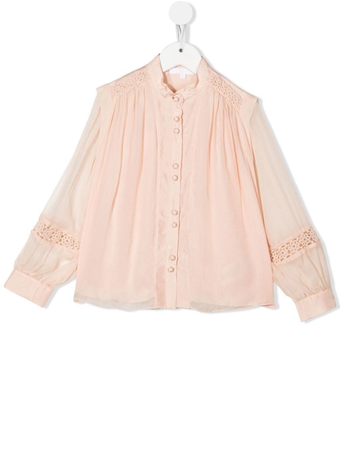 

Chloé Kids блузка с вышивкой и складками, розовый