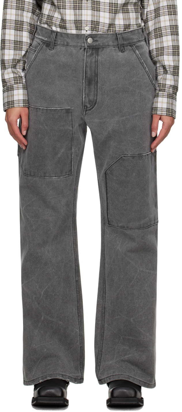 Серые джинсы с нашивками Acne Studios черные шорты с нашивками acne studios