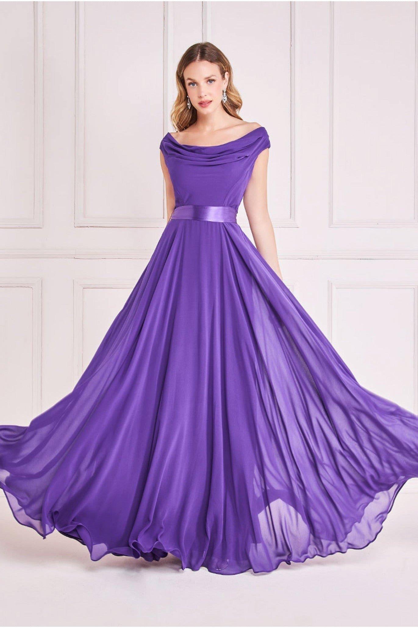 Шифоновое платье макси с воротником-хомутом Goddiva, фиолетовый