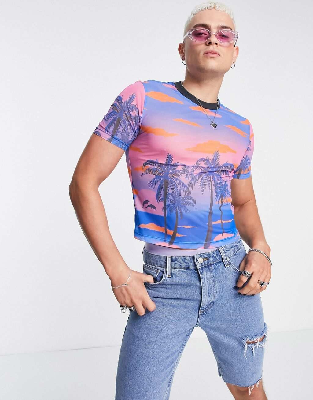 

Футболка с сетчатым принтом ASOS DESIGN — MULTI