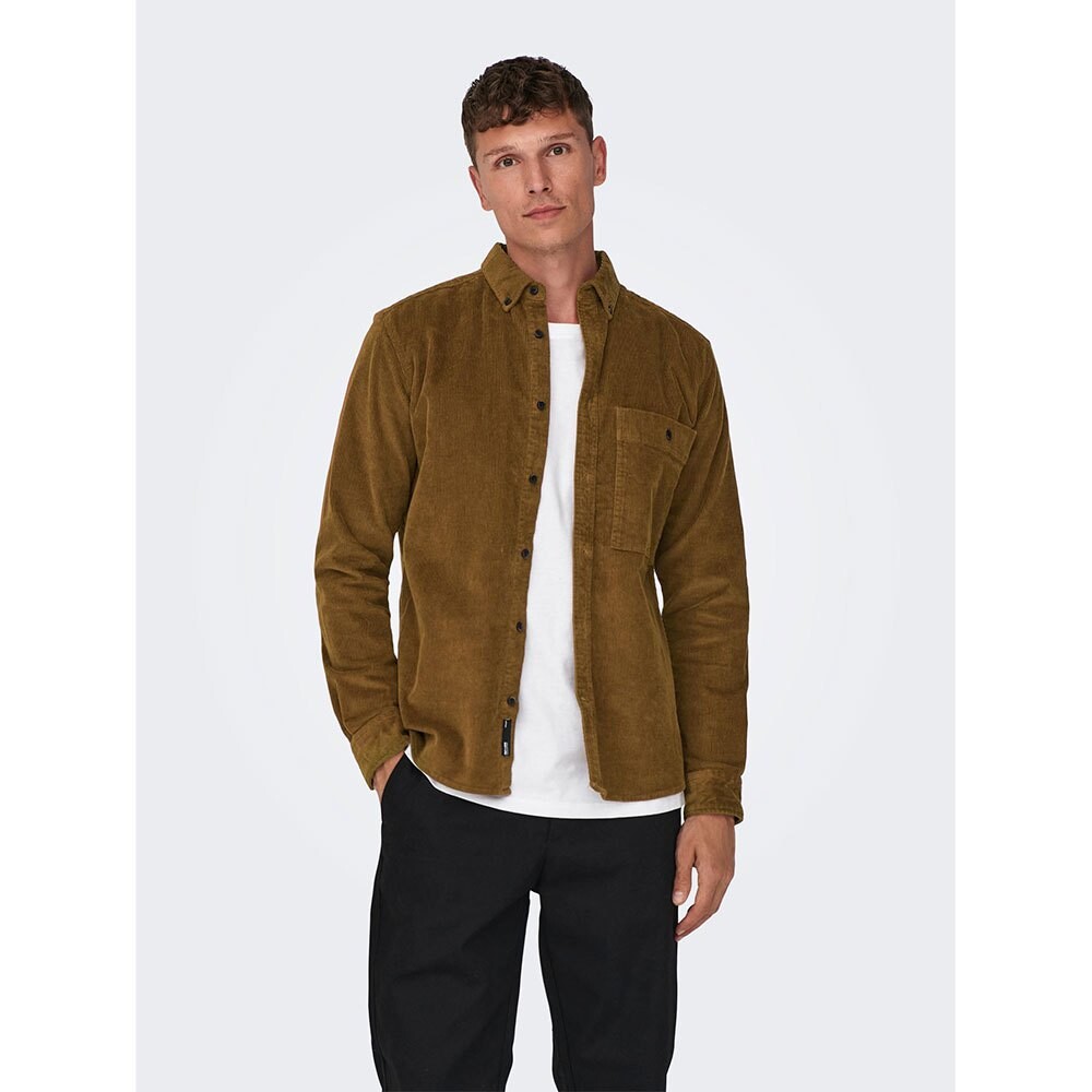

Рубашка Only & Sons Newterry Reg Cord, коричневый