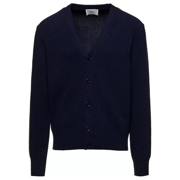 

Кардиган cardigan with adc embroidery in cashmere and Ami Paris, синий