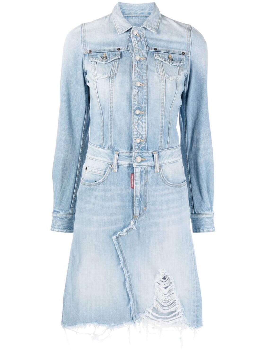 

Dsquared2 distressed denim dress, синий