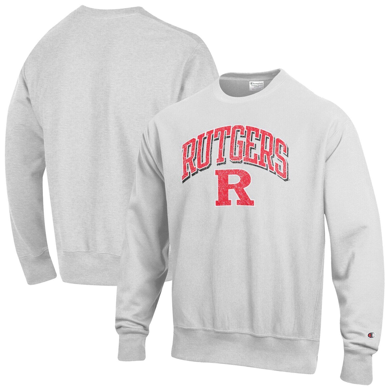 

Мужской серый пуловер обратного плетения Rutgers Scarlet Knights Arch Over Logo с капюшоном Champion