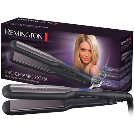 Выпрямитель для волос Remington Pro-Ceramic Extra Wide с ЖК-дисплеем, 150–230°C — S5525 выпрямитель для волос remington выпрямитель для волос pro ceramic extra s5525