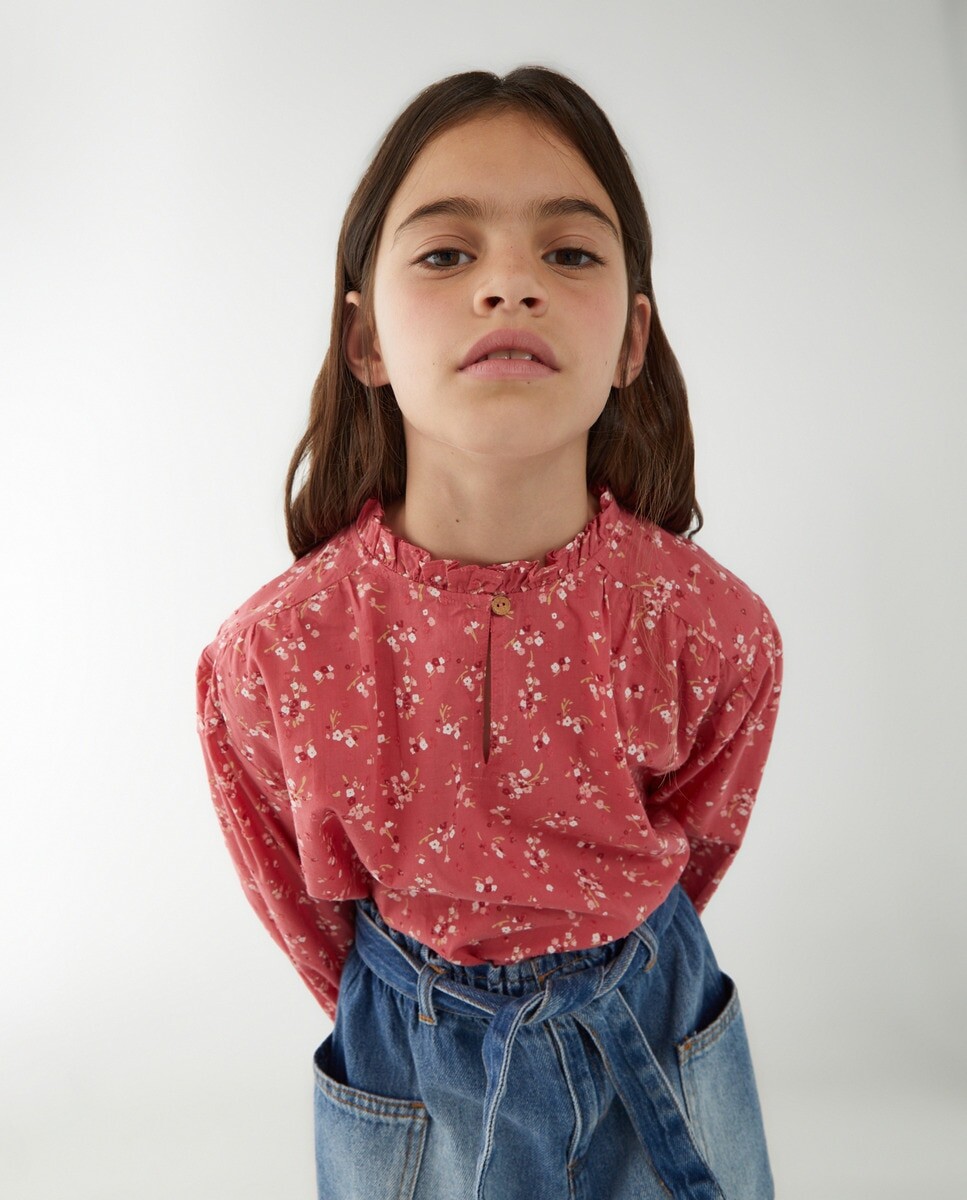 

Блузка для девочки в романтическом стиле с длинными рукавами Kids El Corte Inglés, фуксия
