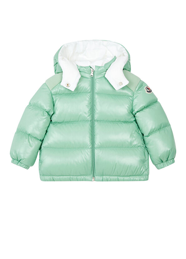 

Зеленое стеганое пальто с логотипом для маленьких девочек Moncler