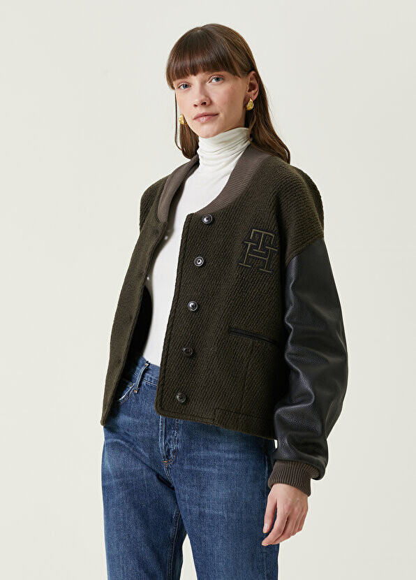 

Шерстяное пальто цвета хаки Tommy Hilfiger