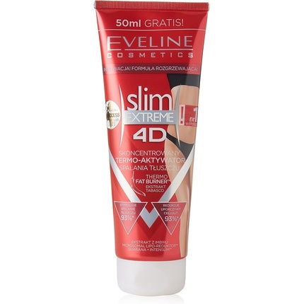 Slim Extreme 3D термоактивный антицеллюлитный жиросжигающий крем для похудения для женщин 250 мл, Eveline Cosmetics крем гель для коррекции фигуры eveline slim extreme 3d термоактивный антицеллюлит 250 мл 484922
