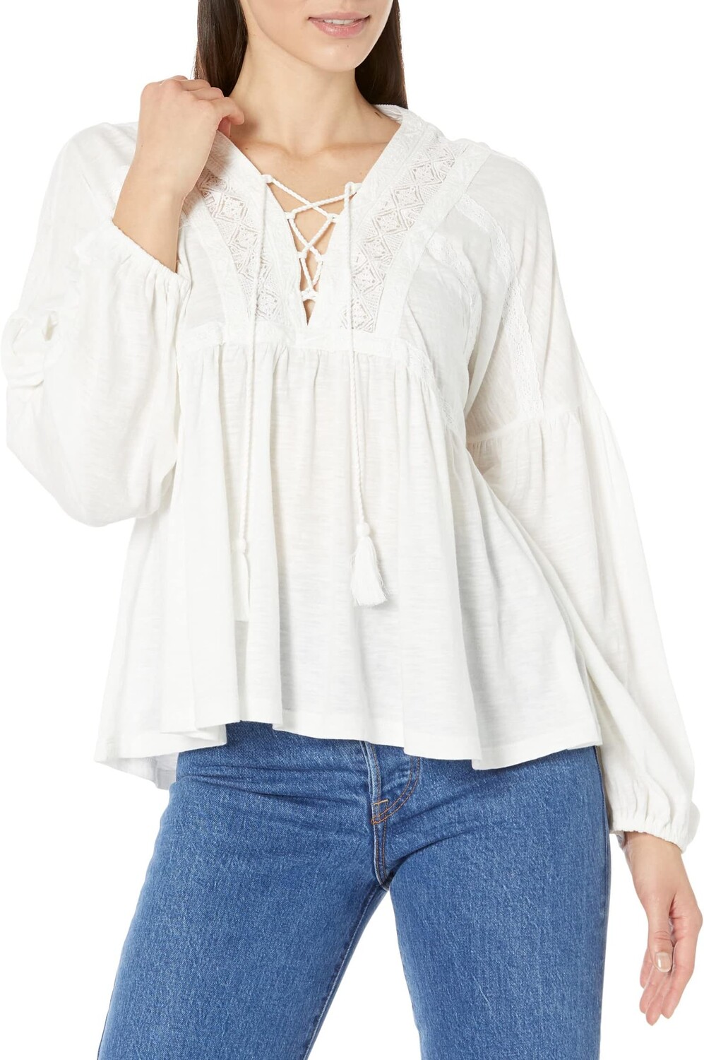 

Крестьянский топ со шнуровкой Lucky Brand, цвет Whisper White