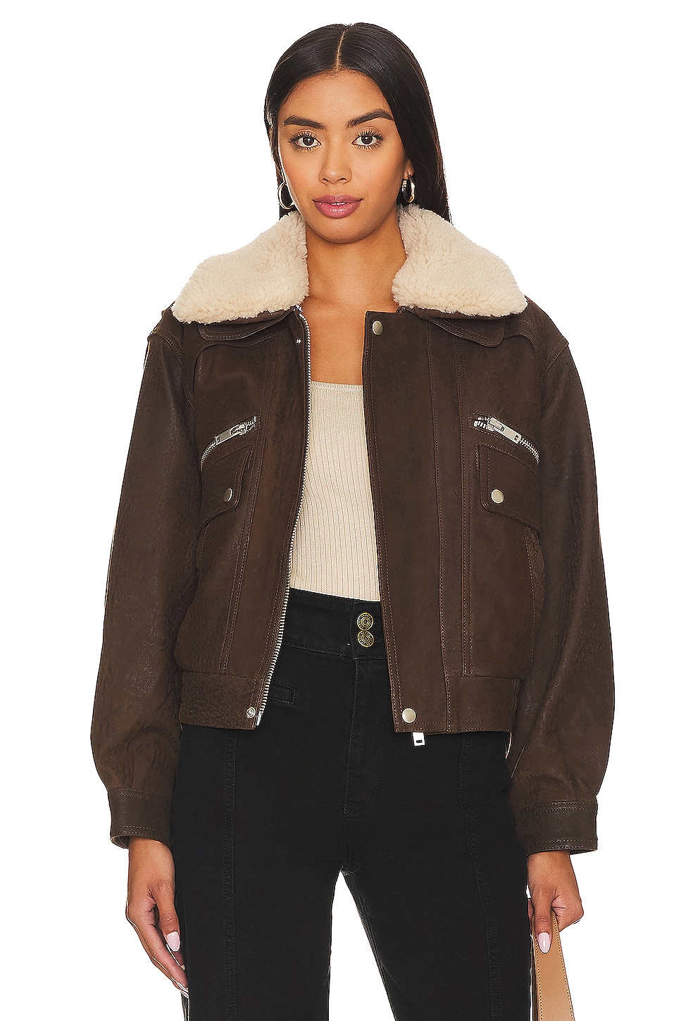 Куртка HEARTLOOM Noah Leather, цвет Coco цена и фото
