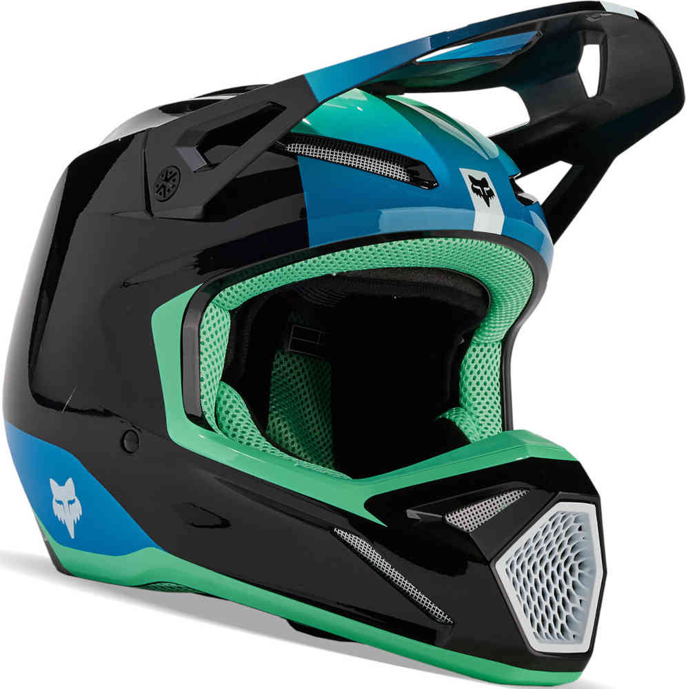 V1 Балластный шлем MIPS для мотокросса FOX, черный/зеленый/синий