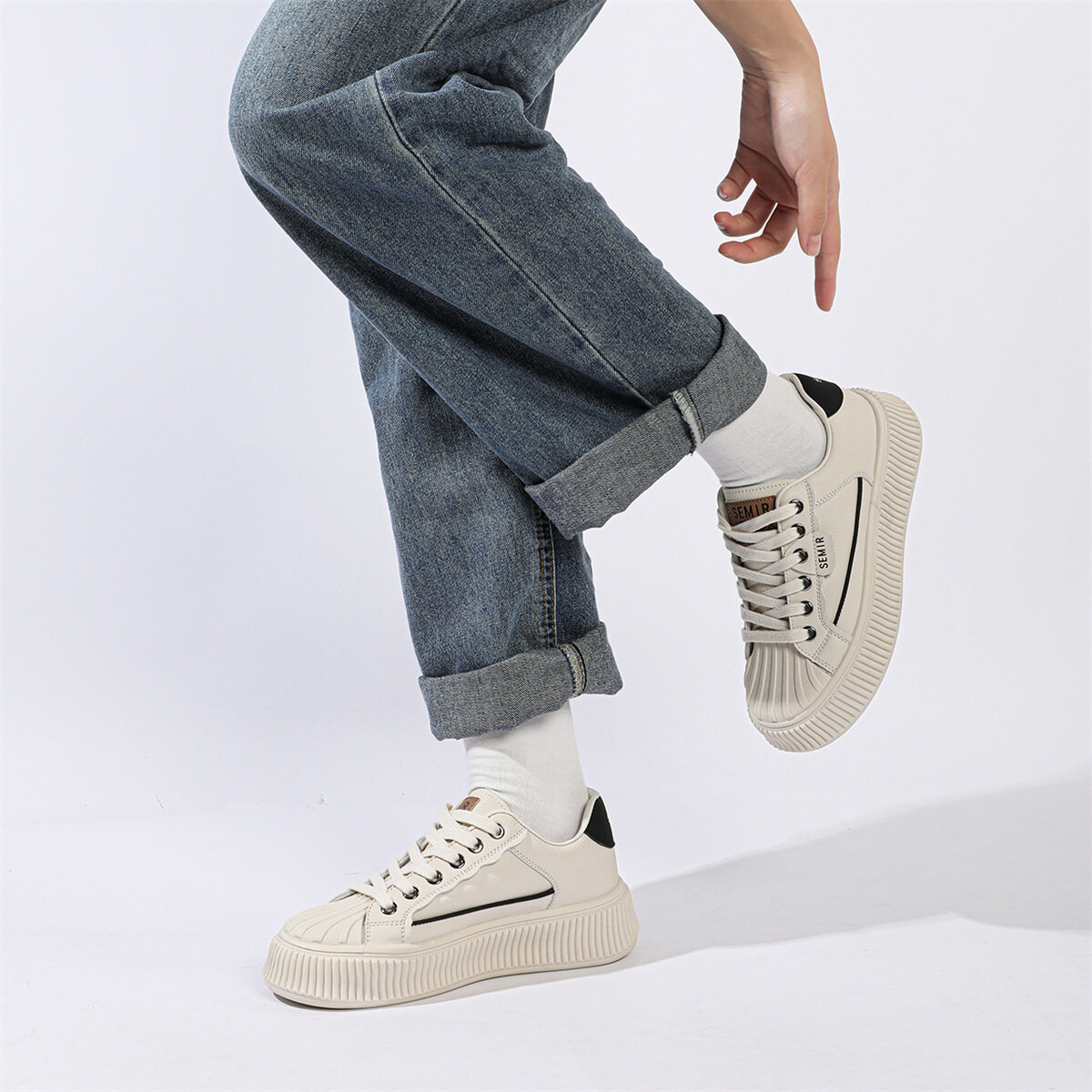 

Кроссовки SEMIR Skateboarding Shoes Women's Low-top, бежевый/черный