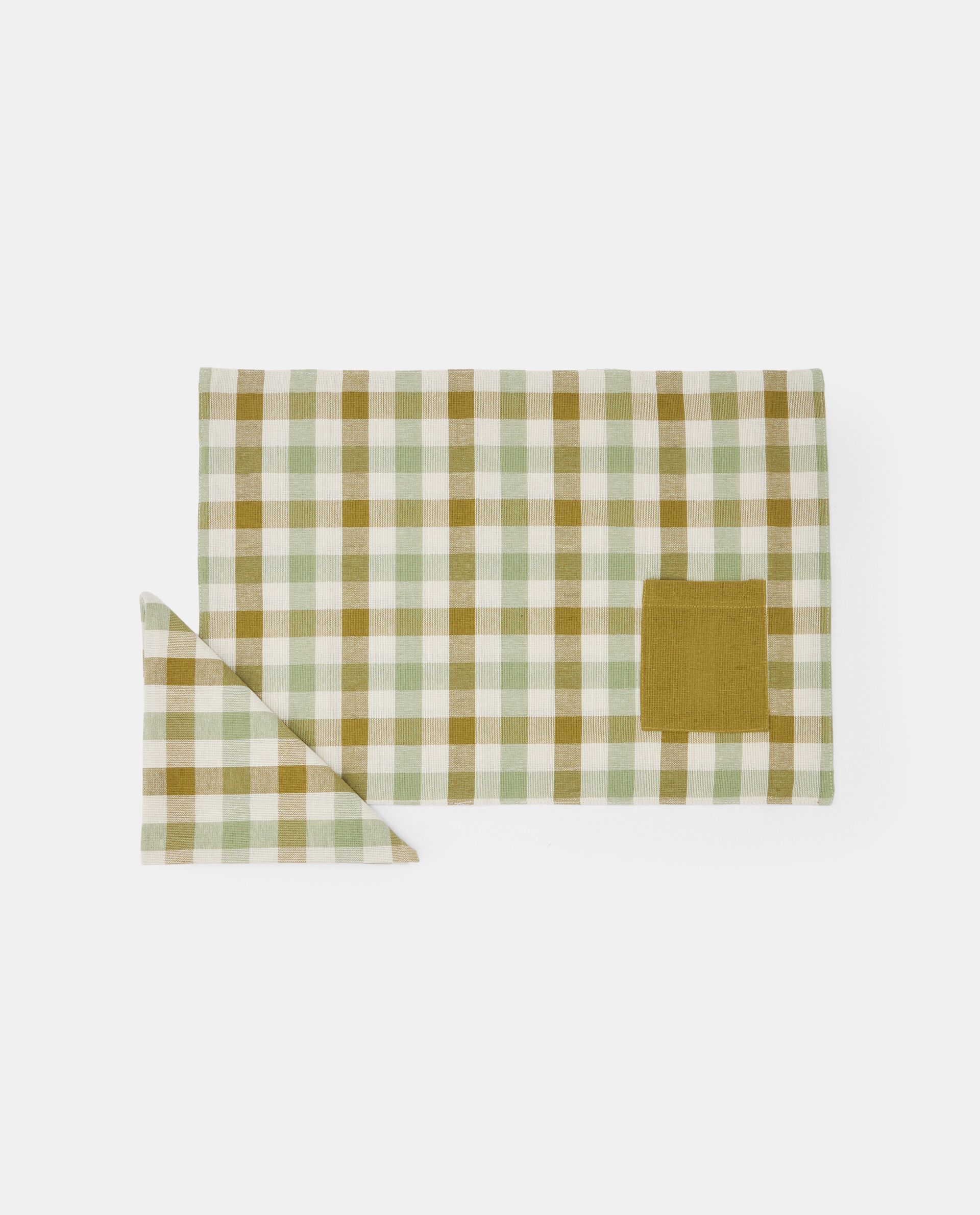 Подставка для завтрака с карманом + салфетка, оливково-зеленый