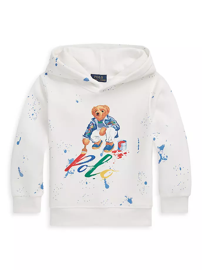 

Толстовка с капюшоном Little Boy's & Boy's Polo Bear Paint Splatter Polo Ralph Lauren, цвет deckwash white