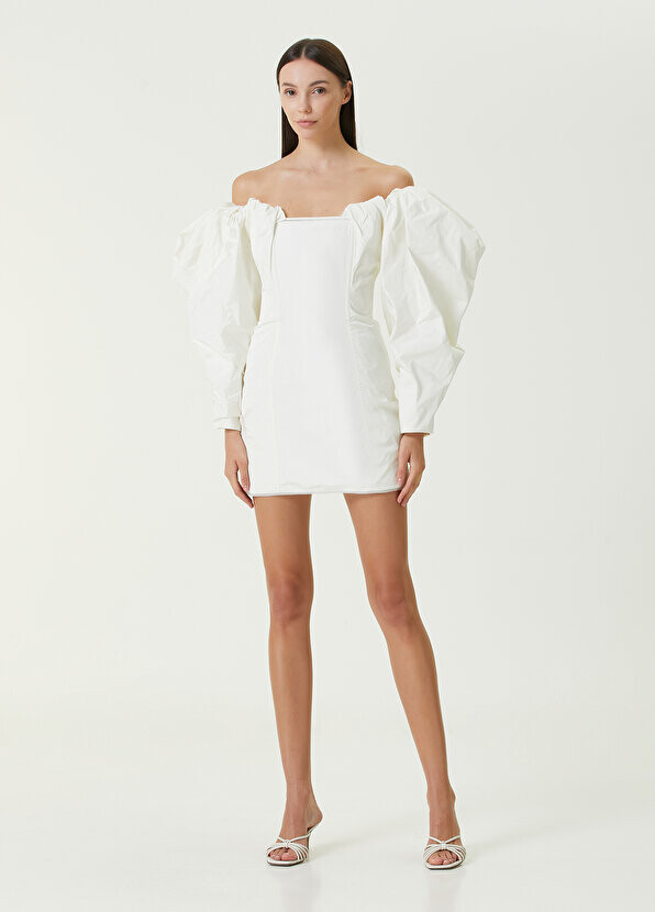 

Белое мини-платье с открытыми плечами Jacquemus
