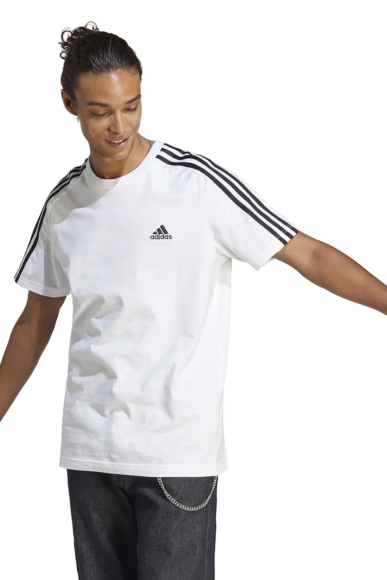 

Хлопковая футболка с 3 полосками Essentials Adidas Sportswear, черный