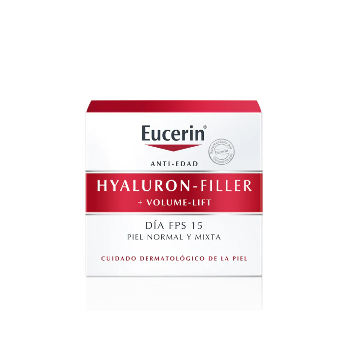 Дневной крем для лица Hyaluron Filler & Volume Lift Día FPS 15 Piel Normal y Mixta Eucerin, 50 ml антивозрастной крем для ухода за нормальной и комбинированной кожей spf 15 eucerin hyaluron filler 50 мл
