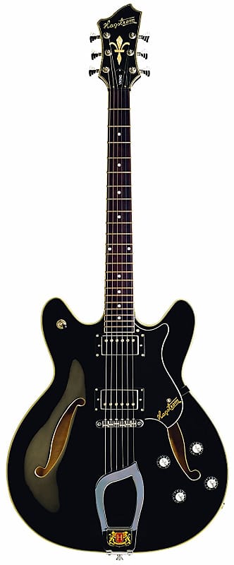 цена Электрогитара Hagstrom VIK-BLK Viking Semi-Hollow Electric Guitar - BLACK GLOSS