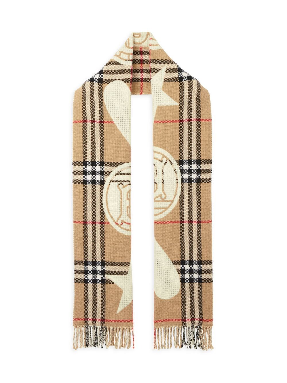 

Шерстяно-кашемировый шарф в клетку Montage Burberry, бежевый