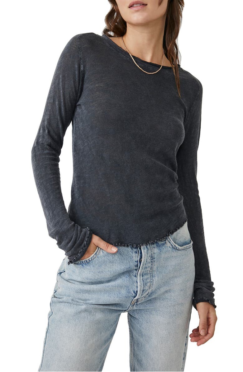 

Трикотажный топ с длинными рукавами Be My Baby FREE PEOPLE, черный