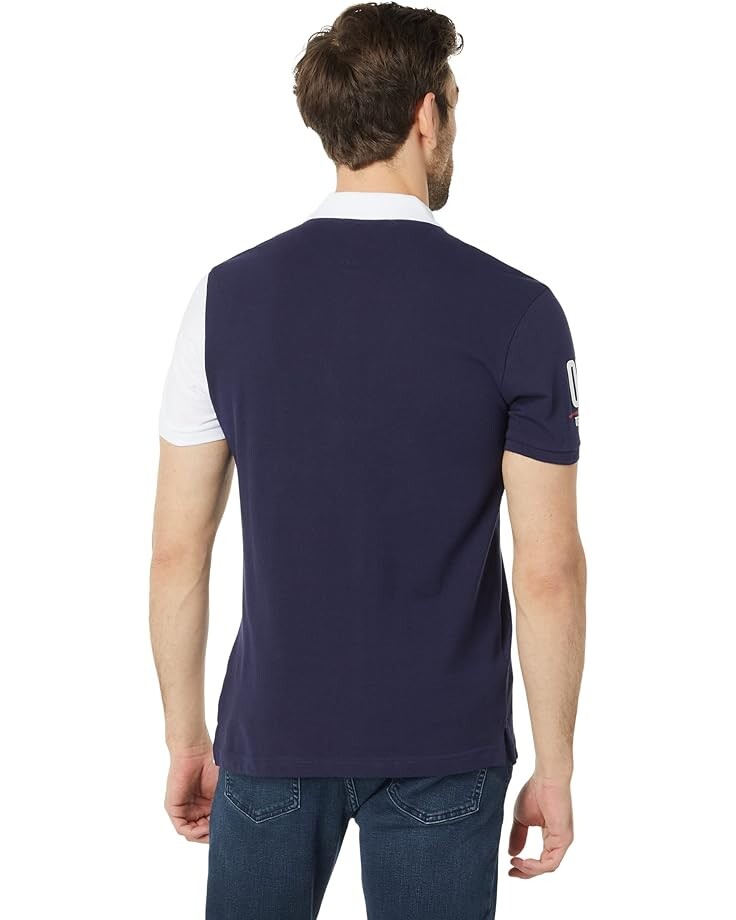 

Поло U.S. POLO ASSN. Slim Fit Short Sleeve Vertical Color-Block Knit Polo, белый