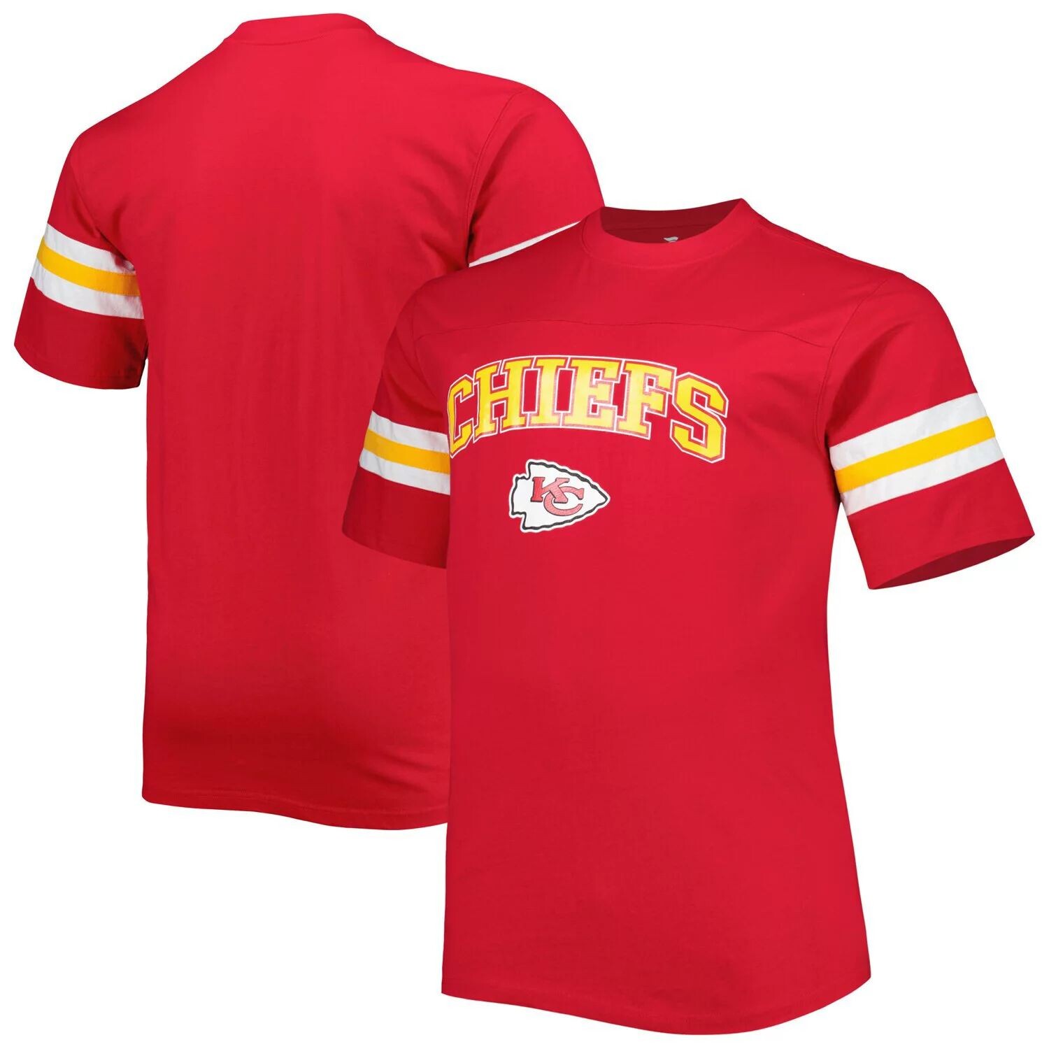 

Мужская красная футболка с полосками на рукавах Kansas City Chiefs, Красный