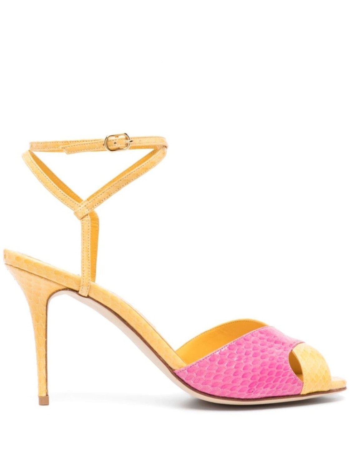 

Manolo Blahnik босоножки Mumbi 95 с тиснением под кожу змеи, желтый
