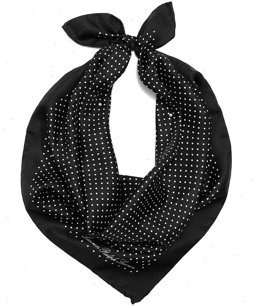 Lauren Ralph Lauren Классический квадратный шелковый шарф в горошек, черный