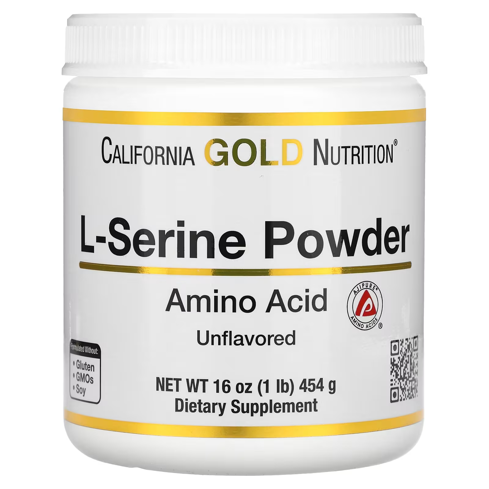 California Gold Nutrition L-серин в порошке AjiPure, порошок аминокислот без вкуса, 1 фунт (454 г) lake avenue nutrition порошок l серина без вкуса 1 фунт 454 г