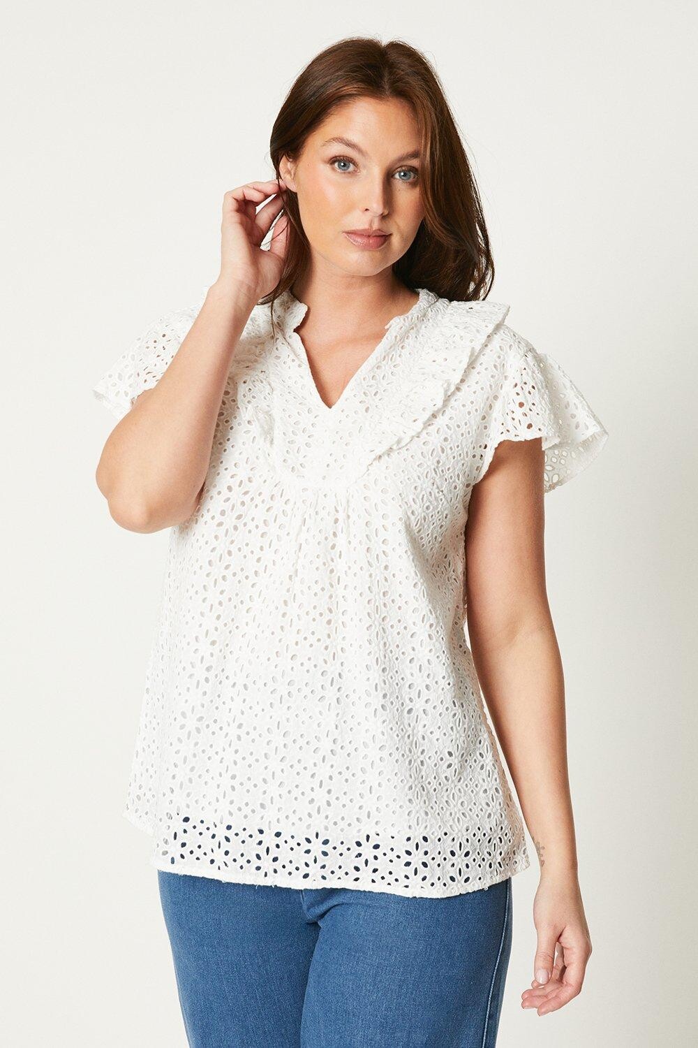 

Топ с оборками Broderie Debenhams, белый