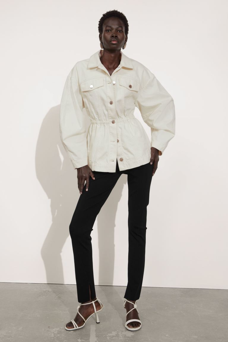 Джинсовая куртка с рюшами и другими историями H&M, белый
