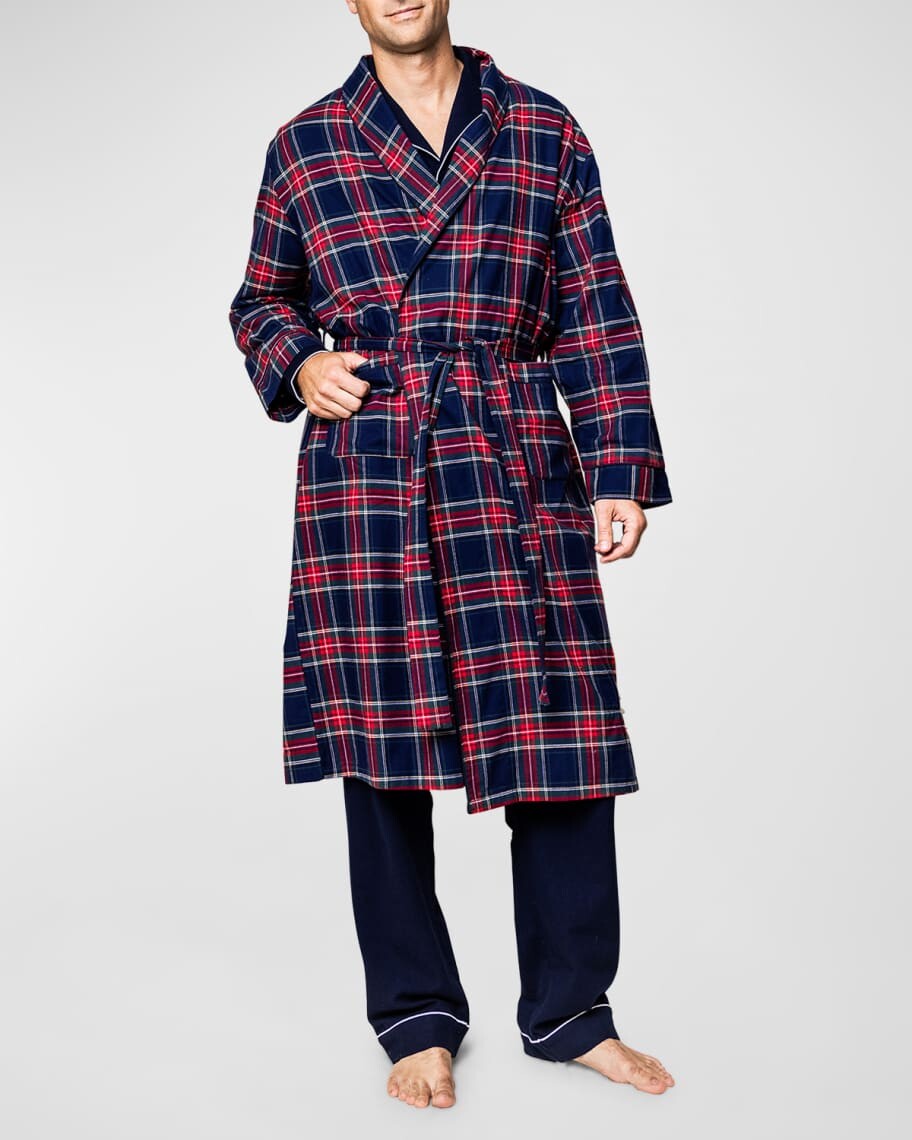 

Мужской пижамный халат Windsor Tartan с окантовкой Petite Plume