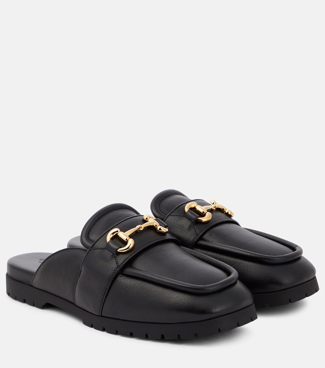 

Кожаные шлепанцы horsebit Gucci, черный