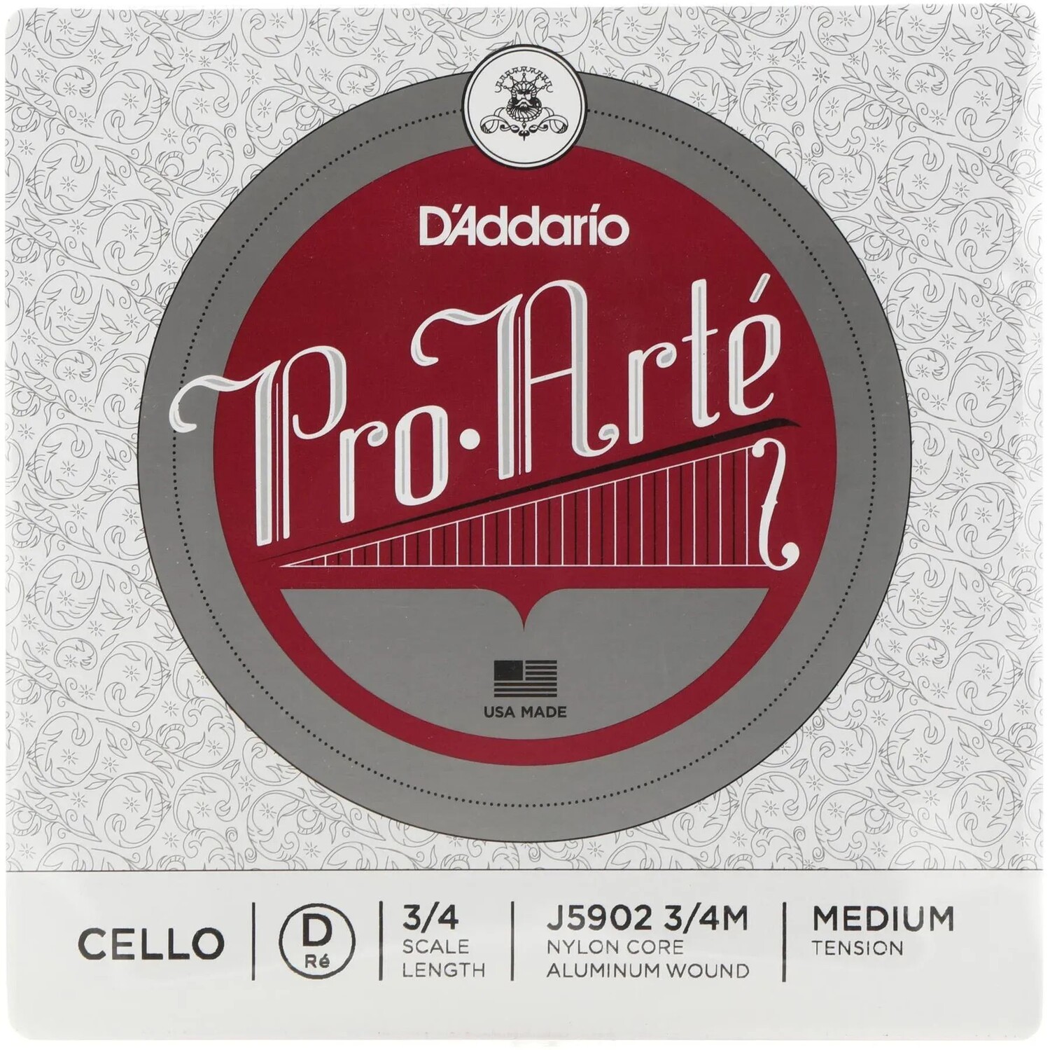 

D'Addario J5902 Pro-Arte Cello D Струна - размер 3/4, среднее натяжение